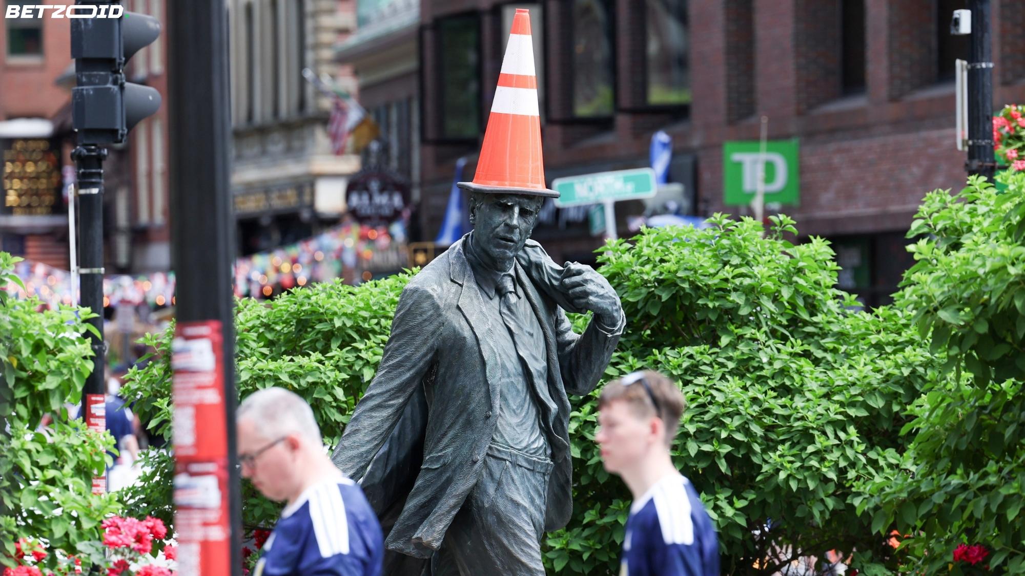 Scottish Fans Are Putting Traffic Cones on Boston Statues — and It's Very On Brand.