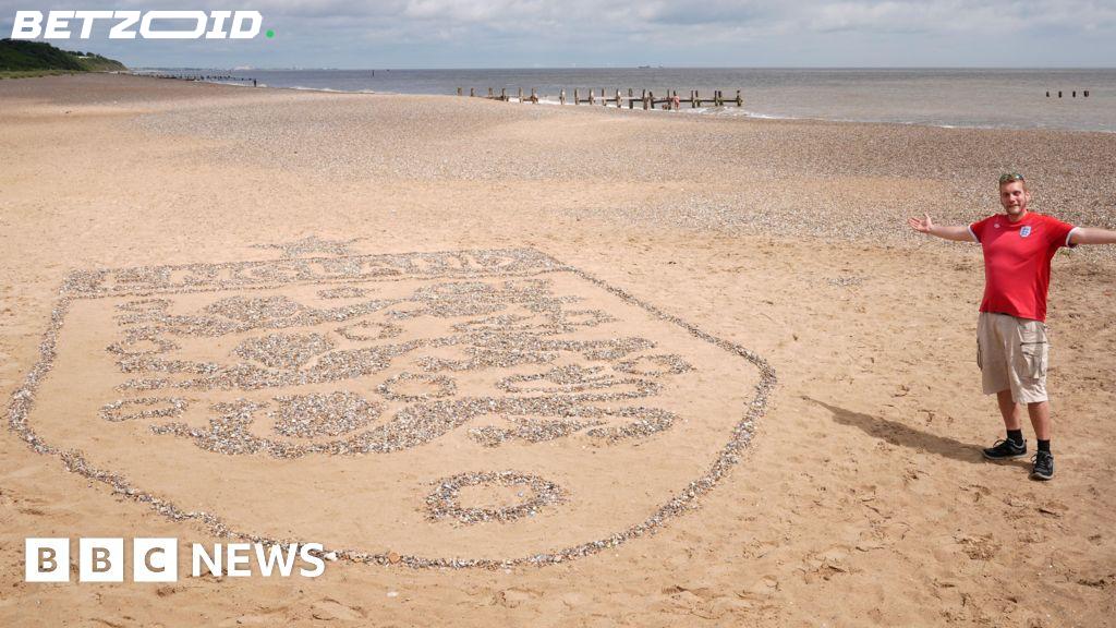 Suffolk Artist Says England Must Win the World Cup or His 8.5-Hour Beach Masterpiece Was Pointless.