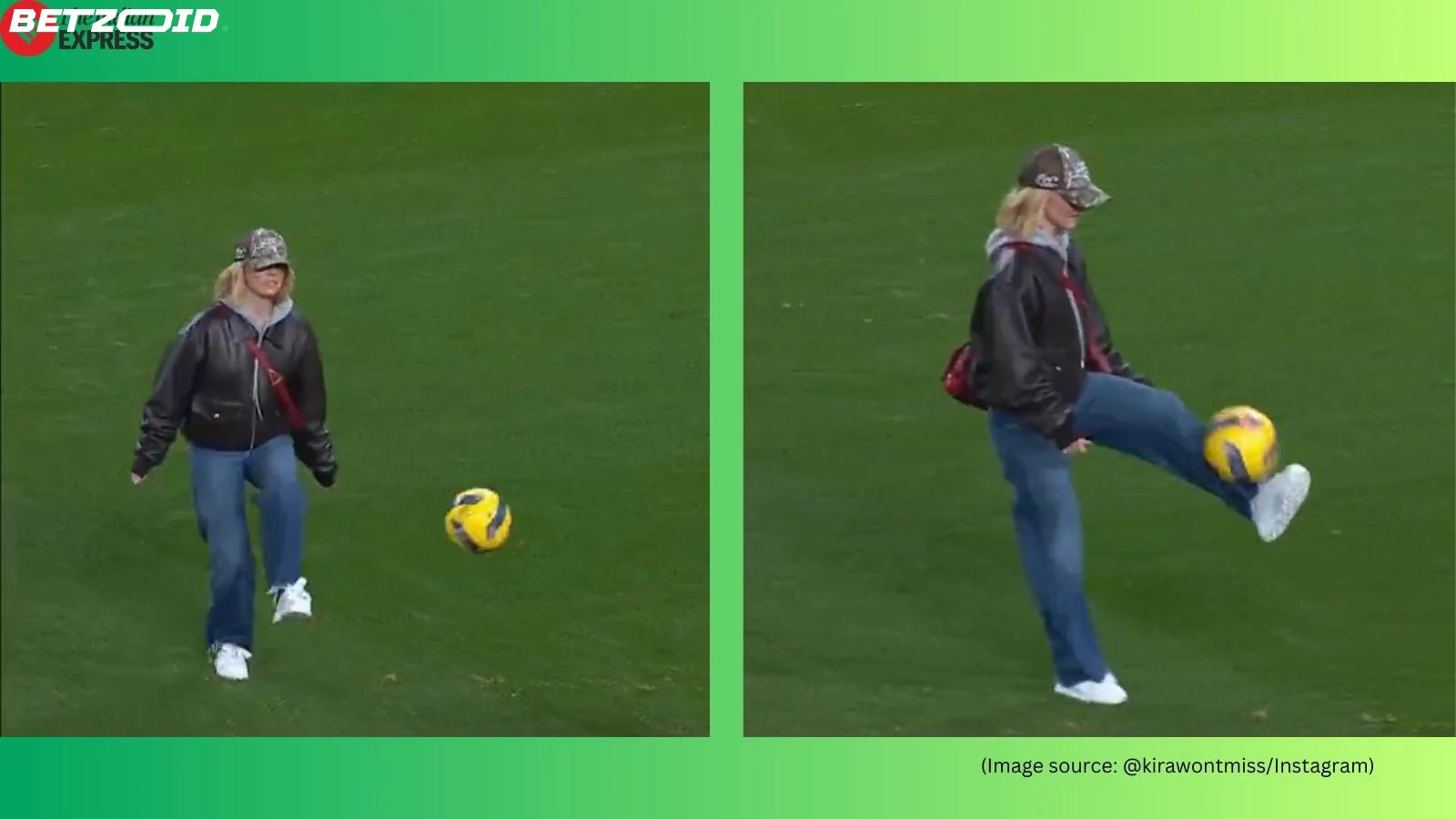 Sydney Sweeney's Football Skills Go Viral at Sporting CP Match.