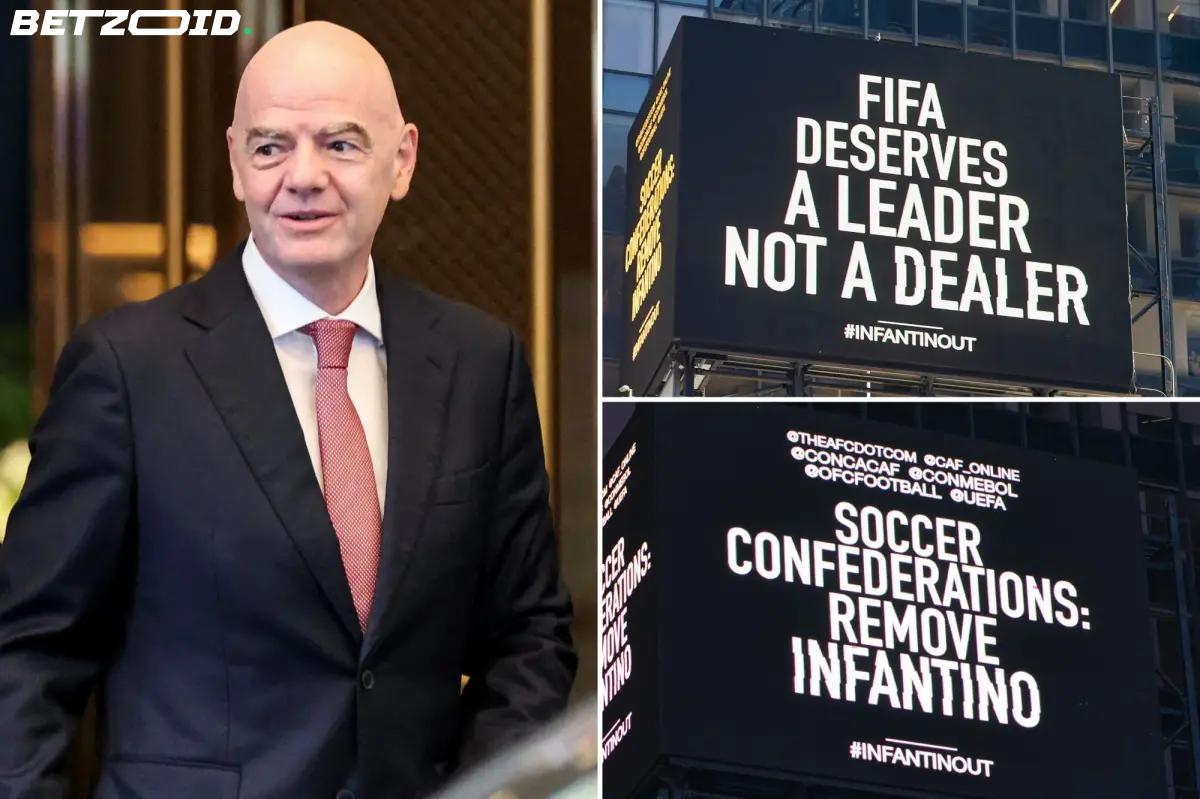 Times Square Goes After Infantino: 'FIFA Deserves a Leader, Not a Dealer'.